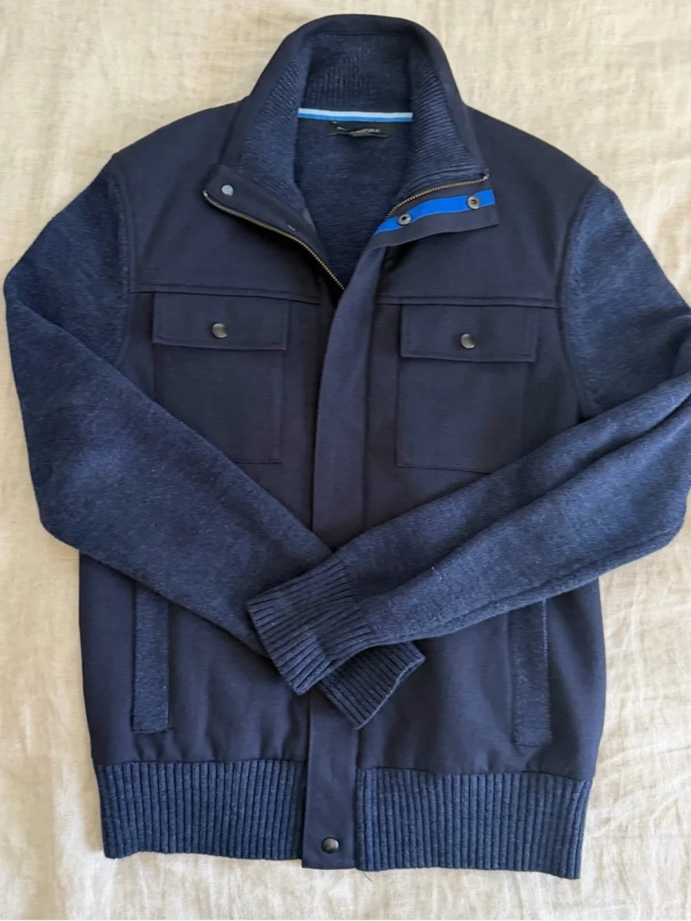 Banana Republic Navy Zip-Up Jacket with Blue Trim